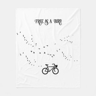 Vrij als een vogel Fietsleven Zwart en Wit Kunst Fleece Deken