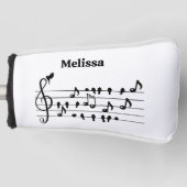Vrij als vogel, zangvogels die als muzikale noten golfheadcover (Voorkant)