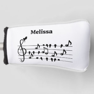 Vrij als vogel, zangvogels die als muzikale noten golfheadcover