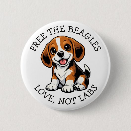 Vrij de Beagles,  Liefde, Geen Labs! Ronde Button 5,7 Cm (Voorkant)