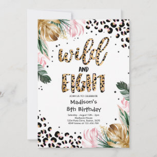 Vrij en acht luipaarden afdrukken 8e verjaardag kaart