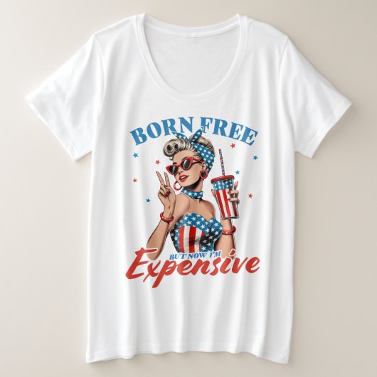 Vrij geboren, maar duur grote maat t-shirt (Design voorkant)
