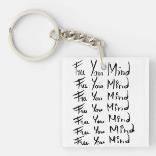 VRIJ JE GEDACHT! Motivatie kalligrafie Sleutelhanger