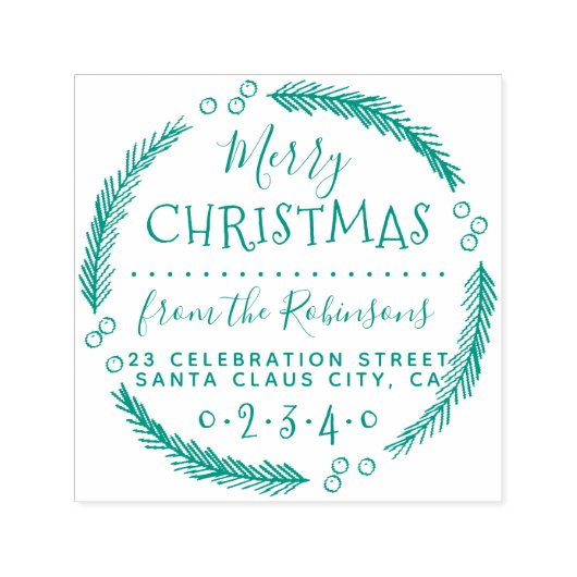 Vrij kerstmis Wreatscript naam terugzendadres Zelfinktende Stempel (Design)
