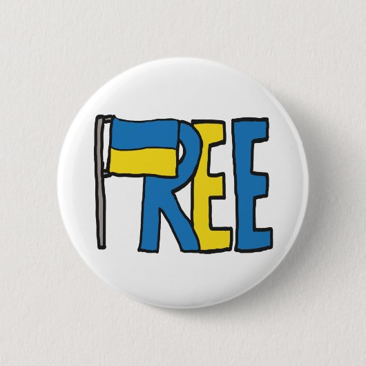 Vrij Oekraïne Ronde Button 5,7 Cm (Voorkant)