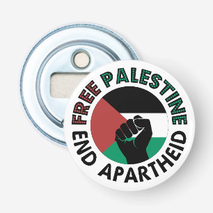Vrij Palestina einde Apartheid Palestijnse vlag Button Flesopener