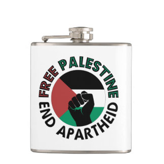Vrij Palestina einde Apartheid Palestijnse vlag Heupfles