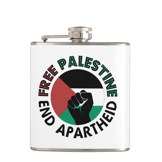 Vrij Palestina einde Apartheid Palestijnse vlag Heupfles (Voorkant)