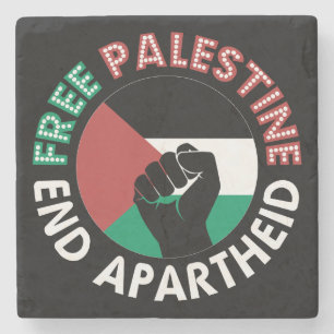 Vrij Palestina Einde Apartheid Vlag Vuist Zwart Stenen Onderzetter