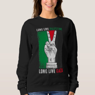 Vrij Palestina met Gaza-vlag Lang Bleek Trui