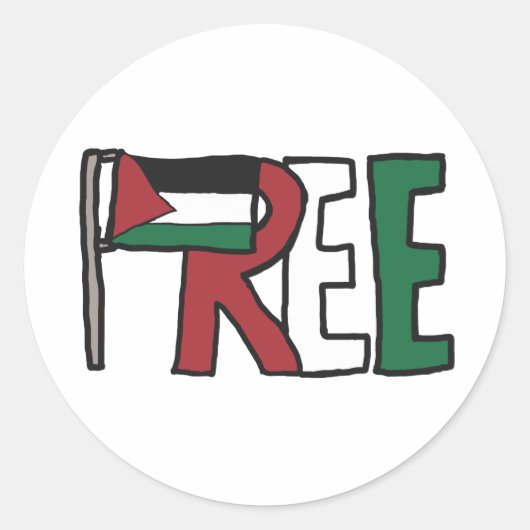 Vrij Palestina Ronde Sticker (Voorkant)