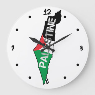 Vrij Palestina Vlag op Palestina Kaart Grote Klok