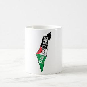 Vrij Palestina Vlag op Palestina Kaart Koffiemok