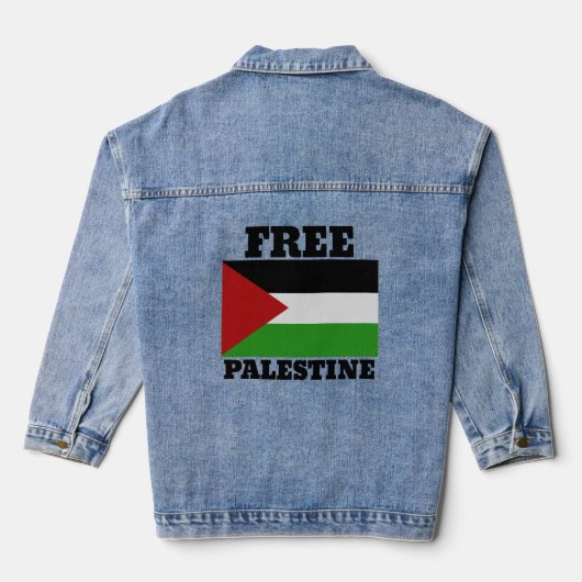 Vrij palestine denim jacket (Achterkant)