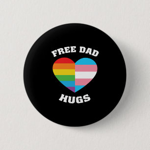 Vrij pap Hug Half Heart Rainbow Trans LGBT Ronde Button 5,7 Cm