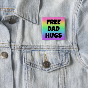 Vrij pap Hugs Rainbow-Button Vierkante Button 5,1 Cm