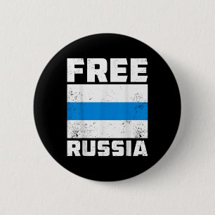 Vrij Rusland Nieuwe Russische vlag Wit Blauw Anti- Ronde Button 5,7 Cm