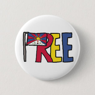 Vrij Tibet Ronde Button 5,7 Cm