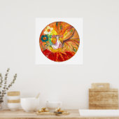 VRIJ VAN DE STROMEN, rode gele witte bruine Fantas Poster (Keuken)