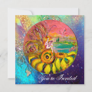 VRIJ VAN DE ZONLOWERS - gele blauwe roze vonk Kaart