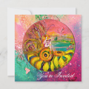 VRIJ VAN DE ZONLOWERS - gele groene roze vonk Kaart