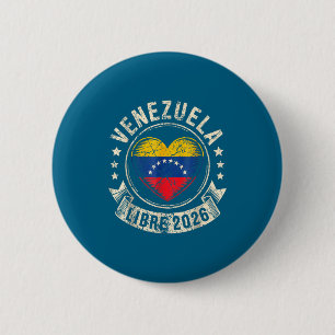Vrij Venezuela 2026 Venezuela Hart Vlag  Ronde Button 5,7 Cm