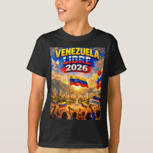 Vrij Venezuela 2026 Venezuela Hart Vlag T-shirt
