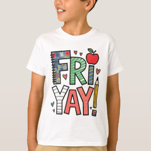 Vrij-yay Gelukkige Vrijdag Weekend Sfeer Leraar By T-shirt