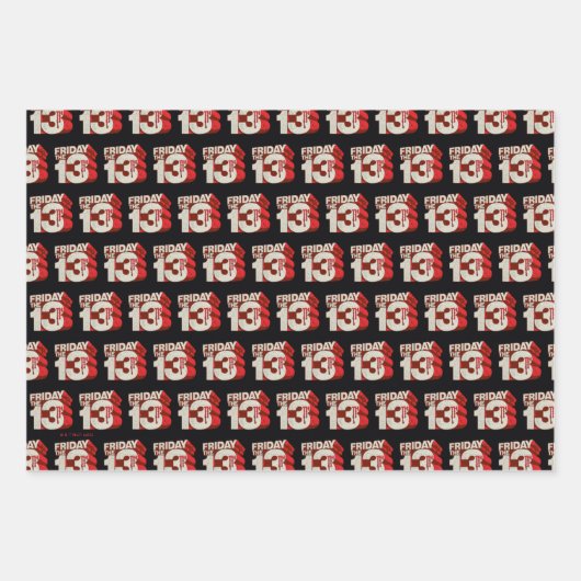 Vrijdag 13 | 3D-gestapelde bloeding Inpakpapier Vel (Voorkant 3)
