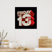 Vrijdag 13 | 3D-gestapelde bloeding Poster (Keuken)