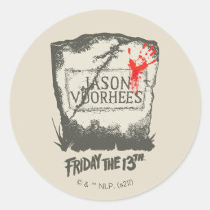 Vrijdag 13   Jason Voorhees Headstone Ronde Sticker