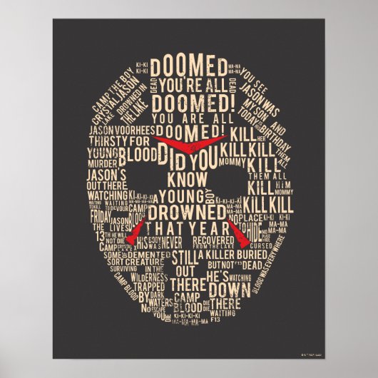 Vrijdag 13 | Typografie Hockey Mask Poster (Voorkant)