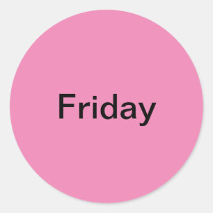 Vrijdag Dag van de Week Roze Stickers