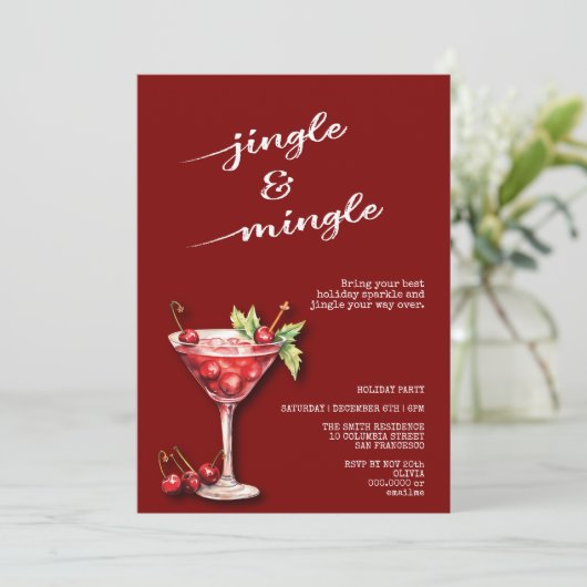 Vrijdag kerstmis cocktail party uitnodiging (Staand voorkant)