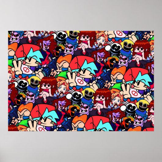 Vrijdag nacht Funkin Collage Poster (Voorkant)