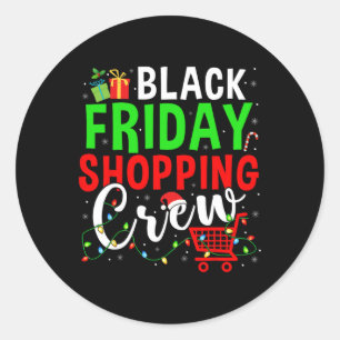 Vrijdag winkelwagentjes met kerstlampjes zwarte sh ronde sticker
