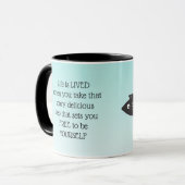 Vrijdenkende Vis Motivatie Gezegde Mok (Voorkant links)