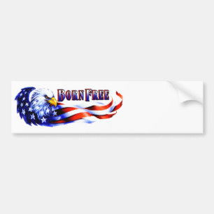 Vrije Bald Eagle en Amerikaanse vlag Bumpersticker
