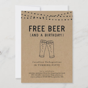 Vrije bier Funny Adult Birthday Party Invitation Kaart