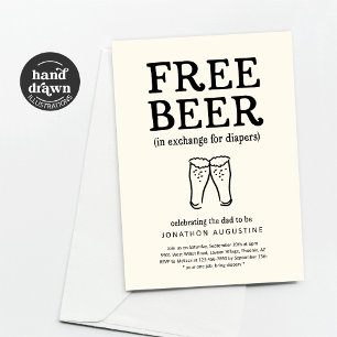 Vrije bier Funny Diaper-partijuitnodiging Kaart