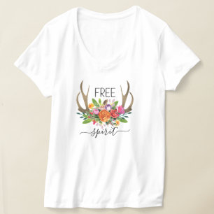 Vrije geest modern boho chic bloemen geweien t-shirt