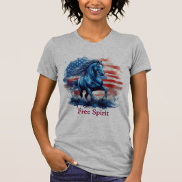 Vrije geest patriottisch paard t-shirt
