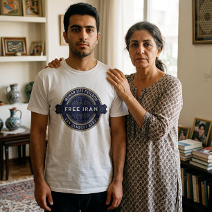 Vrije Iraanse Vrouw   Mahsa Amini Badge Navy T-shirt