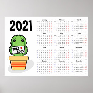 Vrije knuffels Agenda 2021-Poster - Maandag begin Poster