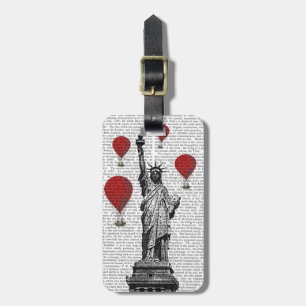 Vrije luchtballonnen en luchtballonnen met rode he bagagelabel