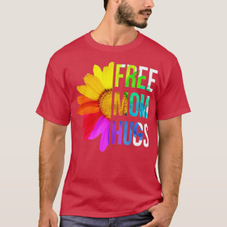 Vrije mam Hugs Gay Pride LGBT Daisy Rainbow Flower T-shirt