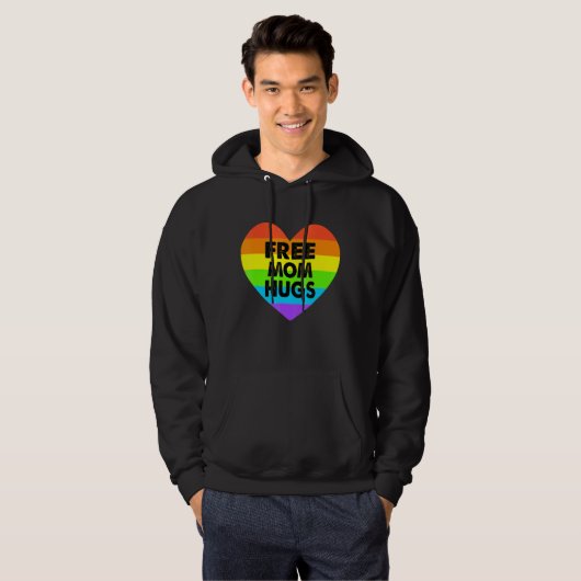 Vrije mam Hugs Gay Pride Transgender Rainbow Heart Hoodie (Voorkant volledig)