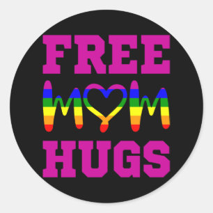 VRIJE MOM HUGS LGBT Pride Month LGBTQ Rainbow Flag Ronde Sticker