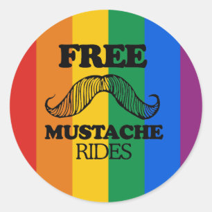 VRIJE MUSTACHE RIDES RONDE STICKER