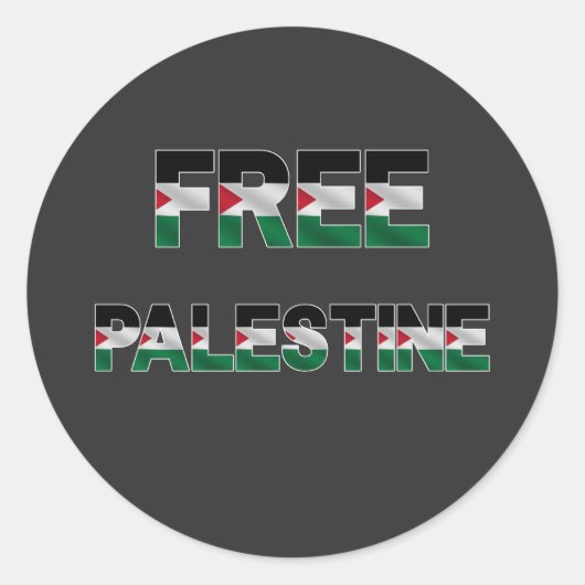 Vrije Palestijnse vlag Brieven Eenheid Trots Vrijh Ronde Sticker (Voorkant)